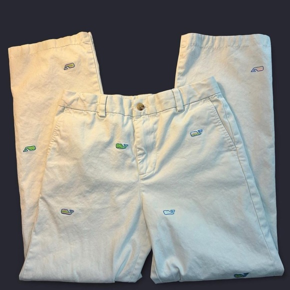Vineyard Vines by Shep & Ian Khaki Pants | Size 14 | Embroidered Whale Logo - Picture 1 of 11